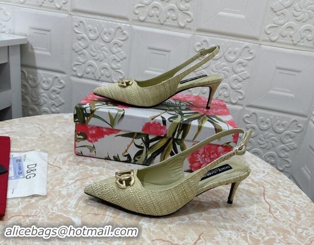 Best Product Dolce & Gabbana DG Straw-Like Slingback Pumps 6.5cm Green 325111