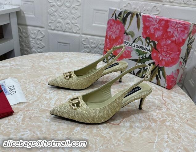 Best Product Dolce & Gabbana DG Straw-Like Slingback Pumps 6.5cm Green 325111