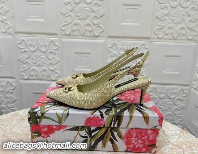 Best Product Dolce & Gabbana DG Straw-Like Slingback Pumps 6.5cm Green 325111