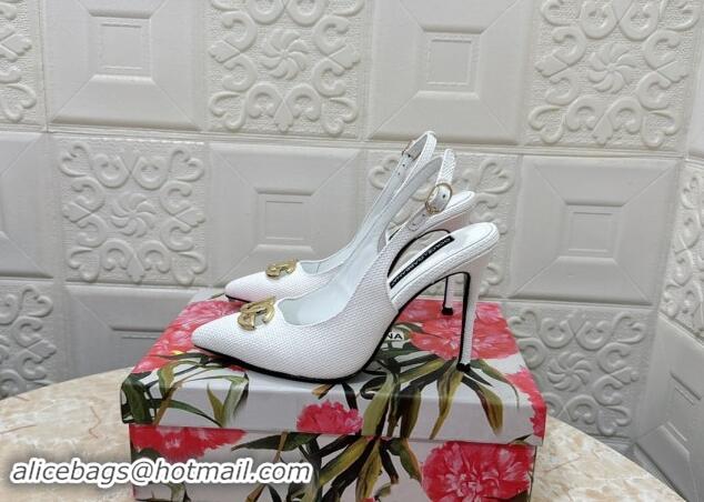 Charming Dolce & Gabbana DG Straw-Like Slingback Pumps 10.5cm White 325112