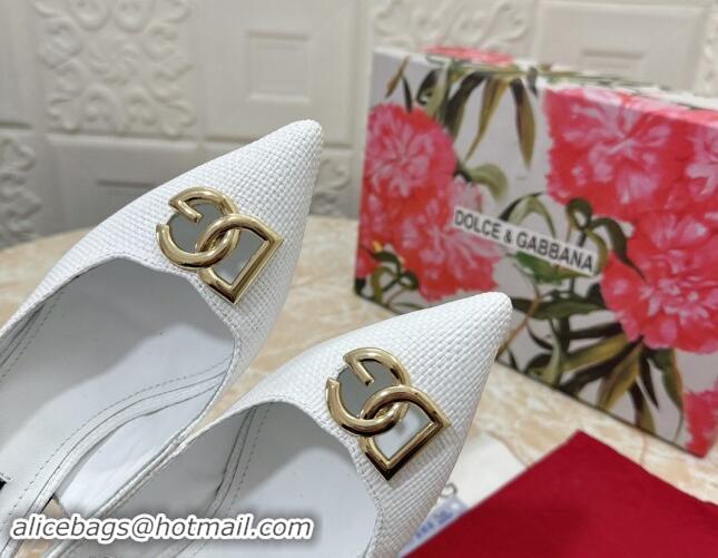 Charming Dolce & Gabbana DG Straw-Like Slingback Pumps 10.5cm White 325112