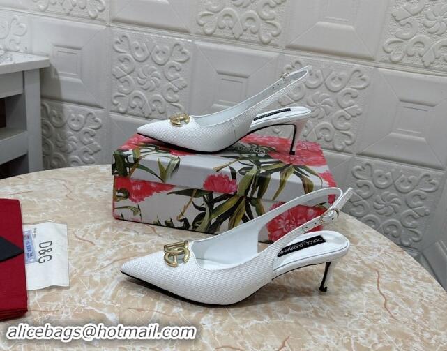 Top Grade Dolce & Gabbana DG Straw-Like Slingback Pumps 6.5cm White 325113