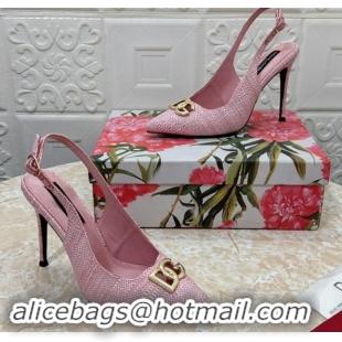 Best Grade Dolce & Gabbana DG Straw-Like Slingback Pumps 10.5cm Light Pink 325114