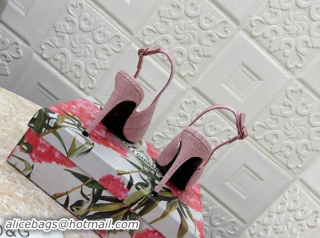 Best Grade Dolce & Gabbana DG Straw-Like Slingback Pumps 10.5cm Light Pink 325114