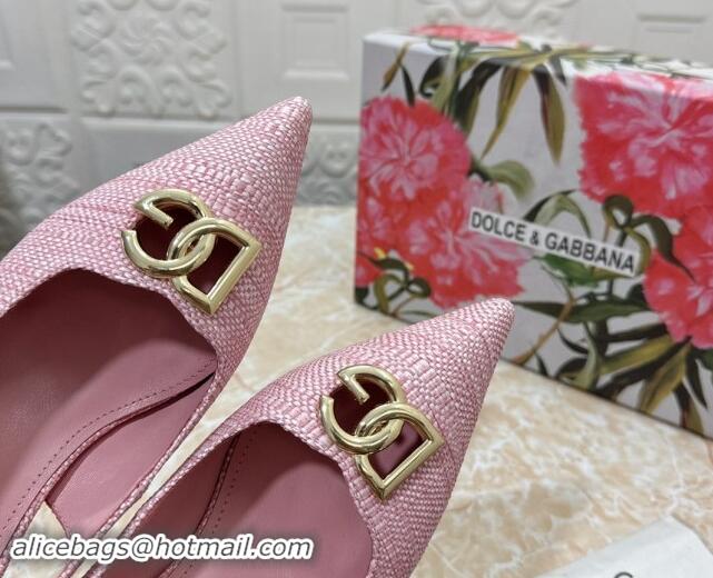 Popular Style Dolce & Gabbana DG Straw-Like Slingback Pumps 6.5cm Light Pink 325115