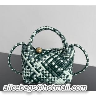 Discount Bottega Veneta Mini Tosca Bag with Gold-Tone Ball 776755 Emerald Green/Ice Blue 2024