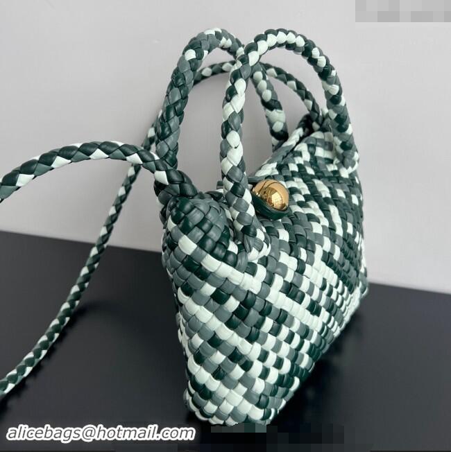 Discount Bottega Veneta Mini Tosca Bag with Gold-Tone Ball 776755 Emerald Green/Ice Blue 2024