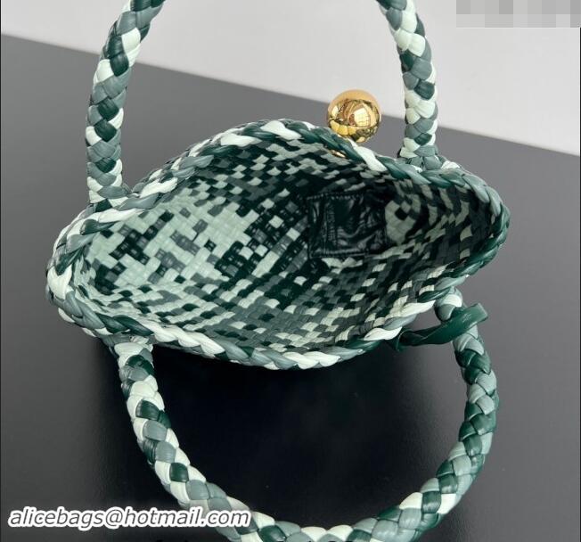 Discount Bottega Veneta Mini Tosca Bag with Gold-Tone Ball 776755 Emerald Green/Ice Blue 2024