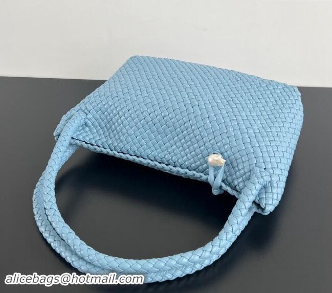 Top Grade Bottega Veneta Tosca Shoulder Bag with Pearl 716974 Ice Blue 2024