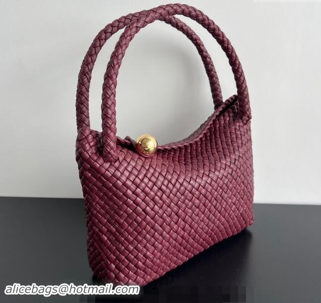 Free Shipping Bottega Veneta Tosca Shoulder Bag with Gold-Tone Ball 716974 Burgundy 2024