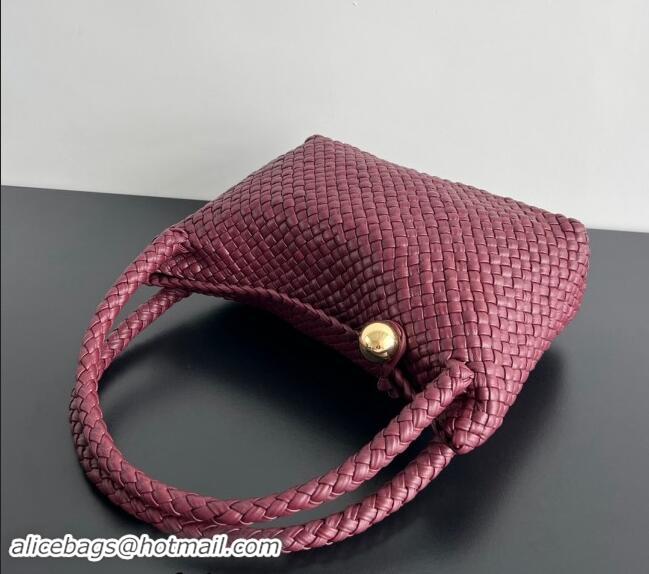 Free Shipping Bottega Veneta Tosca Shoulder Bag with Gold-Tone Ball 716974 Burgundy 2024