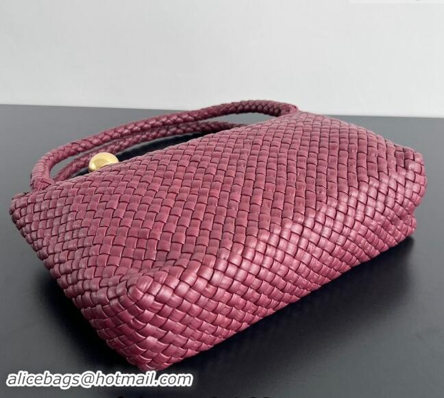 Free Shipping Bottega Veneta Tosca Shoulder Bag with Gold-Tone Ball 716974 Burgundy 2024