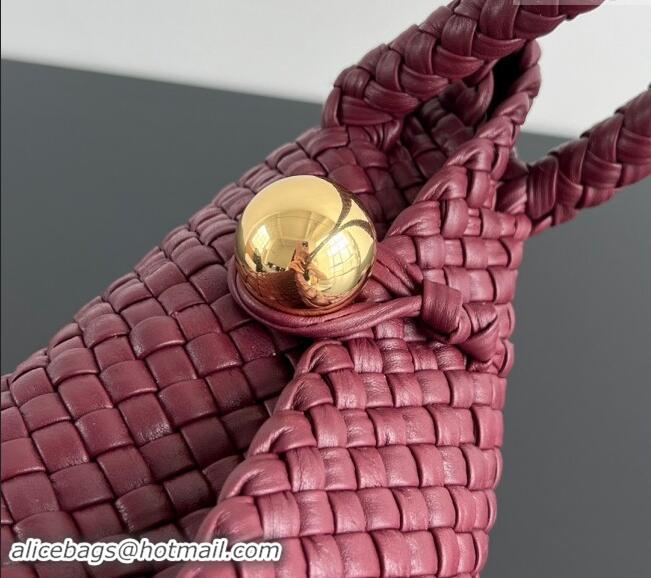 Free Shipping Bottega Veneta Tosca Shoulder Bag with Gold-Tone Ball 716974 Burgundy 2024