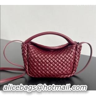 Grade Quality Bottega Veneta Small Cobble Top Handle bag in Intreccio Leather 805739 Burgundy 2024