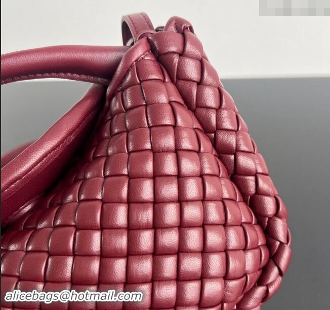 Grade Quality Bottega Veneta Small Cobble Top Handle bag in Intreccio Leather 805739 Burgundy 2024