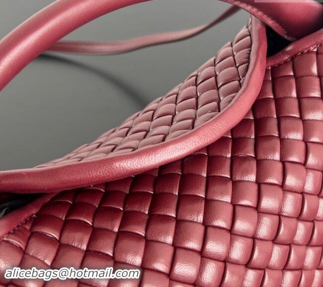 Grade Quality Bottega Veneta Small Cobble Top Handle bag in Intreccio Leather 805739 Burgundy 2024