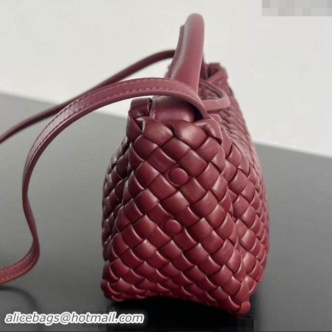 Grade Quality Bottega Veneta Small Cobble Top Handle bag in Intreccio Leather 805739 Burgundy 2024