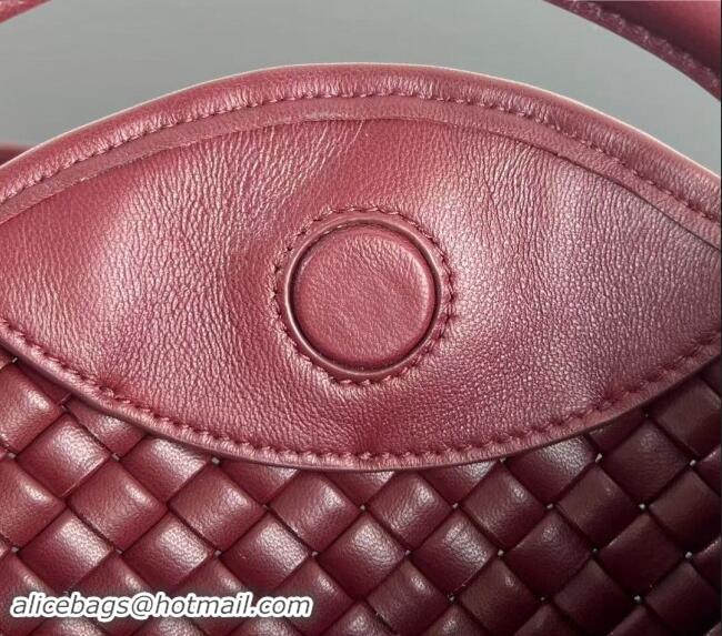 Grade Quality Bottega Veneta Small Cobble Top Handle bag in Intreccio Leather 805739 Burgundy 2024