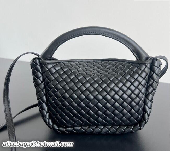 Shop Best Bottega Veneta Small Cobble Top Handle bag in Intreccio Leather 805739 Black 2024