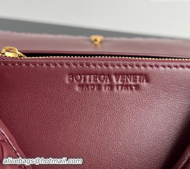 Best Price Bottega Veneta Patti Top Handle bag in Intreccio Leather 776783 Burgundy 2024