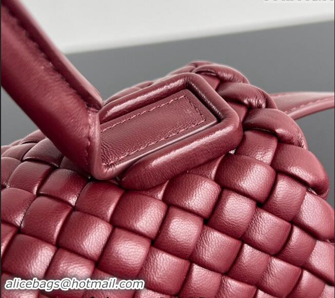 Best Price Bottega Veneta Patti Top Handle bag in Intreccio Leather 776783 Burgundy 2024