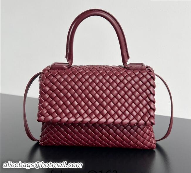 Best Price Bottega Veneta Patti Top Handle bag in Intreccio Leather 776783 Burgundy 2024