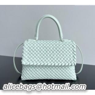 New Design Bottega Veneta Patti Top Handle bag in Intreccio Leather 776783 Glacier Green 2024