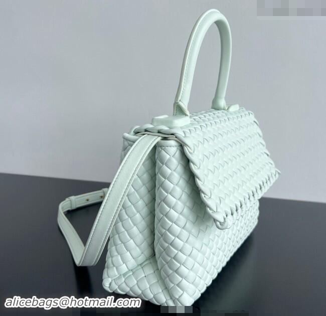 New Design Bottega Veneta Patti Top Handle bag in Intreccio Leather 776783 Glacier Green 2024