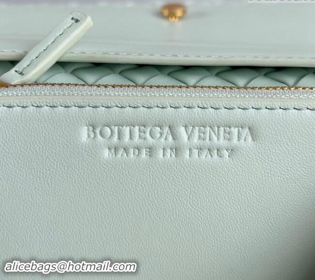 New Design Bottega Veneta Patti Top Handle bag in Intreccio Leather 776783 Glacier Green 2024