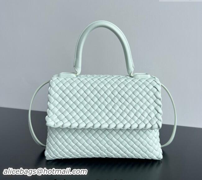 New Design Bottega Veneta Patti Top Handle bag in Intreccio Leather 776783 Glacier Green 2024