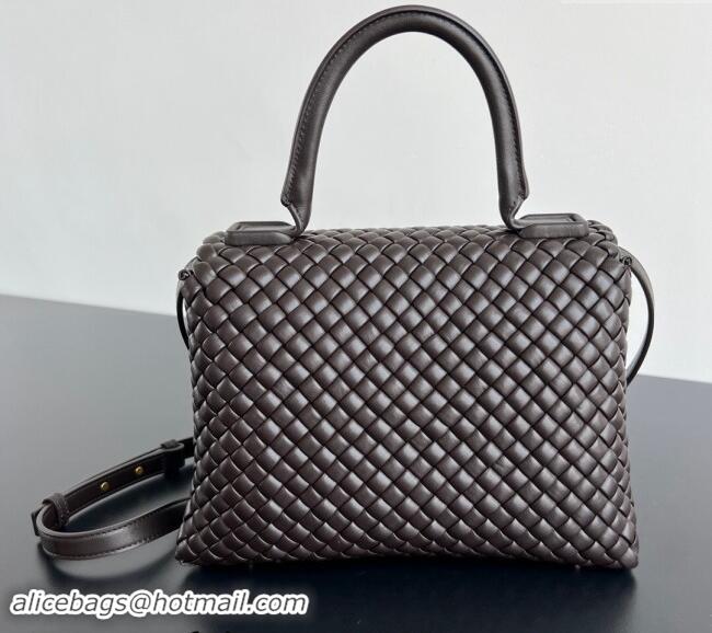 Super Quality Bottega Veneta Patti Top Handle bag in Intreccio Leather 776783 Fondant Brown 2024