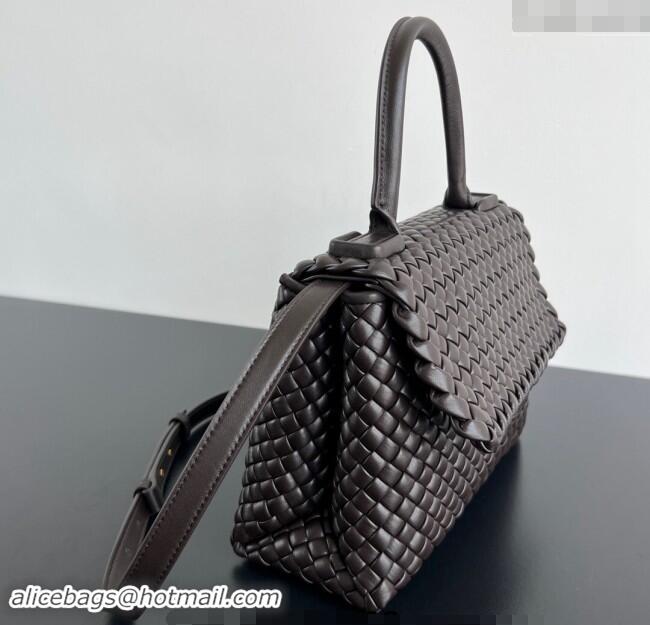 Super Quality Bottega Veneta Patti Top Handle bag in Intreccio Leather 776783 Fondant Brown 2024