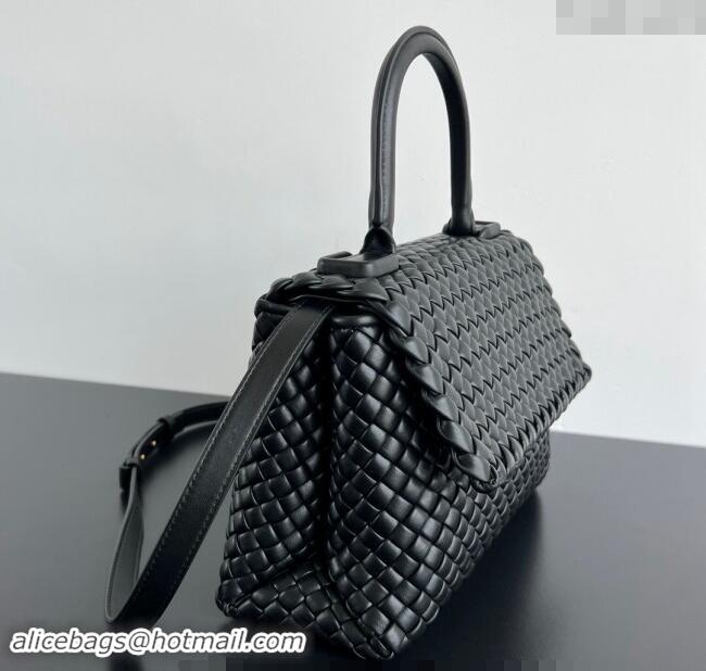 Well Crafted Bottega Veneta Patti Top Handle bag in Intreccio Leather 776783 Black 2024