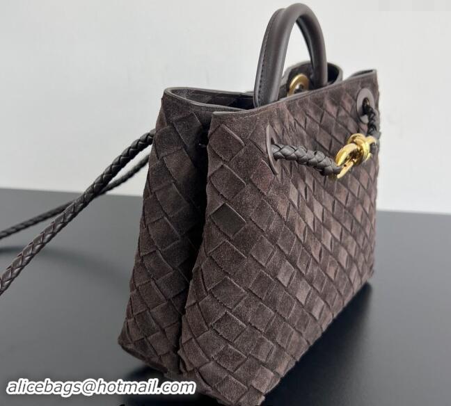 Top Grade Bottega Veneta Small Andiamo Top Handle Bag in Suede 743568 Fondant Brown 2024