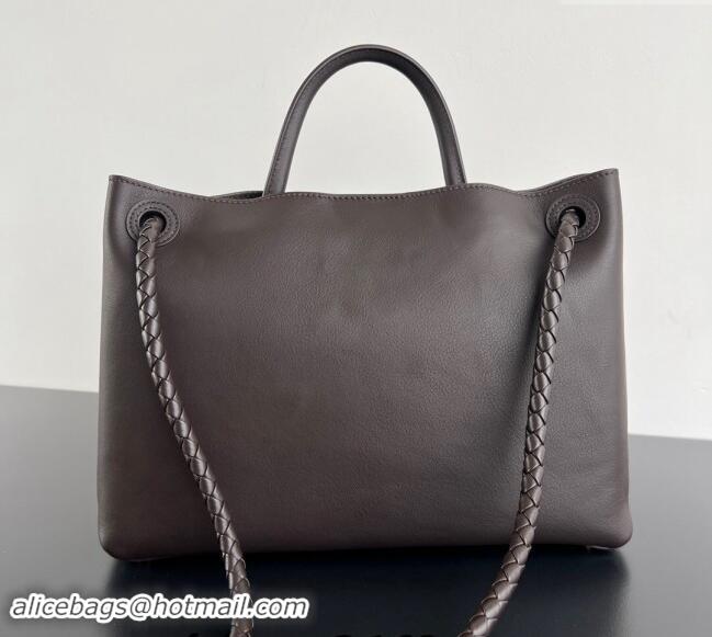 Top Grade Bottega Veneta Medium Andiamo Top Handle Bag in Calfskin Leather 810214 Fondant Brown 2024