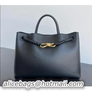 Famous Brand Bottega Veneta Medium Andiamo Top Handle Bag in Calfskin Leather 810214 Black 2024