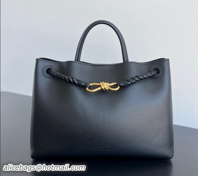 Famous Brand Bottega Veneta Medium Andiamo Top Handle Bag in Calfskin Leather 810214 Black 2024