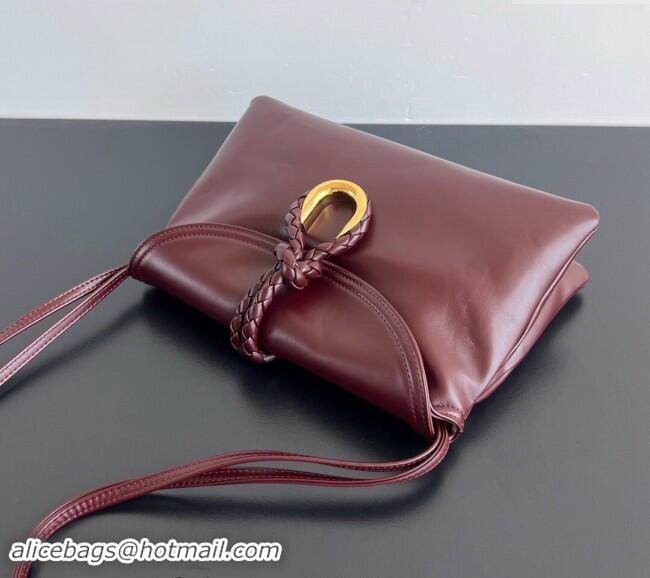 Top Grade Bottega Veneta Small Liberta Cross-body bag in Smooth Calfskin 806030 Burgundy 2024