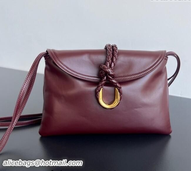 Top Grade Bottega Veneta Small Liberta Cross-body bag in Smooth Calfskin 806030 Burgundy 2024