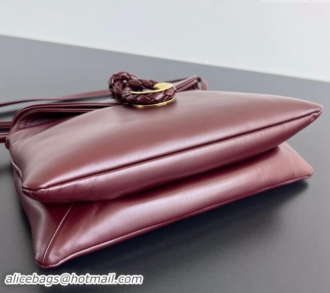 Top Grade Bottega Veneta Small Liberta Cross-body bag in Smooth Calfskin 806030 Burgundy 2024