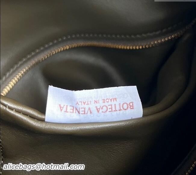 Famous Brand Bottega Veneta Large Hop Hobo Bag Intrecciato Calf Leather 763970 Dark Khaki Green 2024