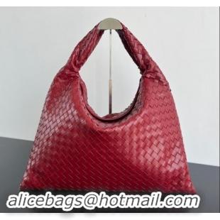 Luxury Discount Bottega Veneta Large Hop Hobo Bag Intrecciato Calf Leather 763970 Red 2024