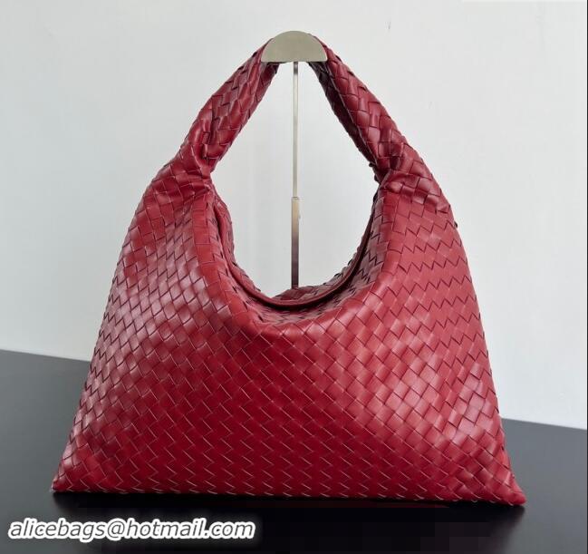 Luxury Discount Bottega Veneta Large Hop Hobo Bag Intrecciato Calf Leather 763970 Red 2024