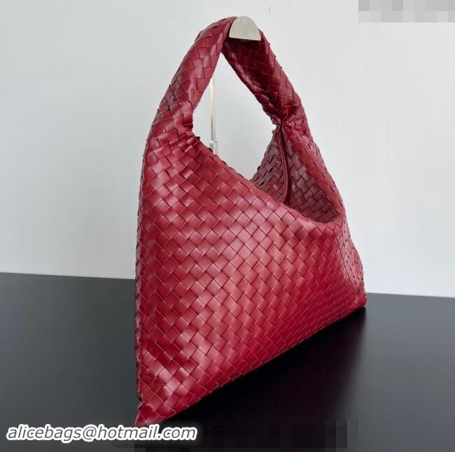 Luxury Discount Bottega Veneta Large Hop Hobo Bag Intrecciato Calf Leather 763970 Red 2024