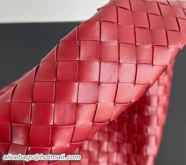 Luxury Discount Bottega Veneta Large Hop Hobo Bag Intrecciato Calf Leather 763970 Red 2024