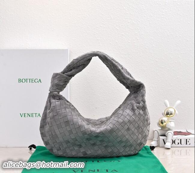 Best Quality Bottega Veneta Small Jodie Hobo in Intrecciato Suede 600261 Grey 2024