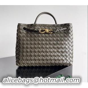 Best Grade Bottega Veneta Medium Andiamo Top Handle Bag in Intrecciato Leather 743572 Khaki Green 2024