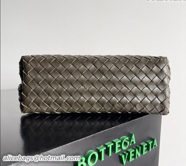 Best Grade Bottega Veneta Medium Andiamo Top Handle Bag in Intrecciato Leather 743572 Khaki Green 2024