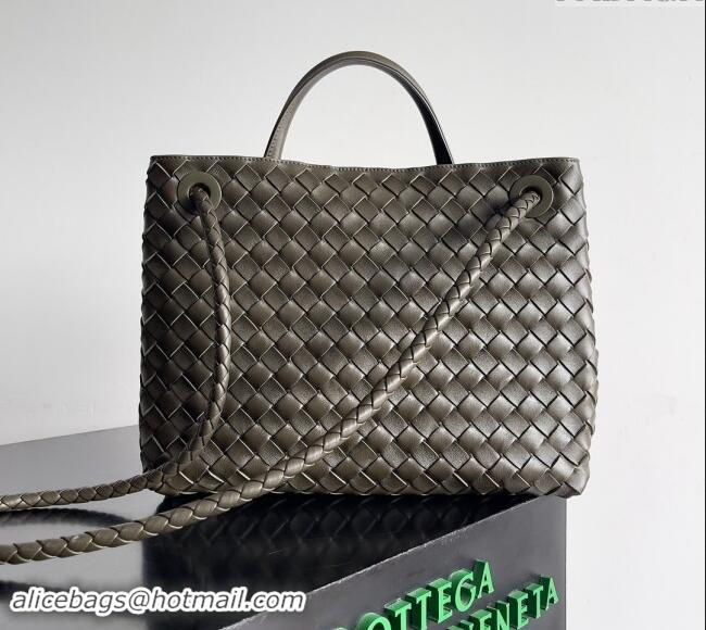 Best Grade Bottega Veneta Medium Andiamo Top Handle Bag in Intrecciato Leather 743572 Khaki Green 2024