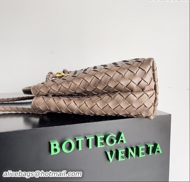 Top Grade Bottega Veneta Medium Andiamo Top Handle Bag in Intrecciato Leather 743572 Grey 2024